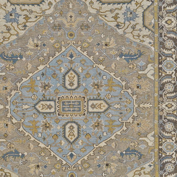 Homeroots 6' X 9' Blue Taupe And Tan Wool Oriental Hand Knotted Area Rug Taupe Wool 565543