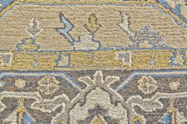 Homeroots 6' X 9' Blue Taupe And Tan Wool Oriental Hand Knotted Area Rug Taupe Wool 565543