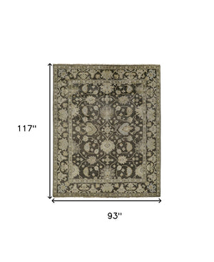 HomeRoots 8' X 10' Taupe Floral Hand-Knotted Wool Area Rug - Artisan Crafted Elegance for Timeless Interiors Gray 565544