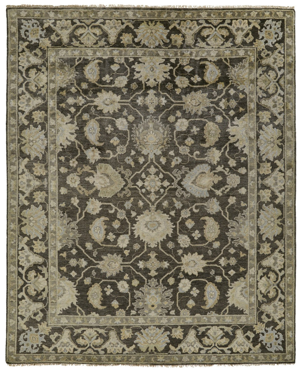 HomeRoots 8' X 10' Taupe Floral Hand-Knotted Wool Area Rug - Artisan Crafted Elegance for Timeless Interiors Gray 565544
