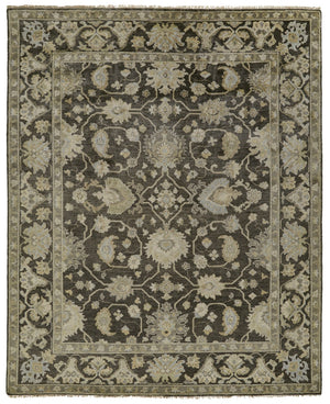 HomeRoots 8' X 10' Taupe Floral Hand-Knotted Wool Area Rug - Artisan Crafted Elegance for Timeless Interiors Gray 565544