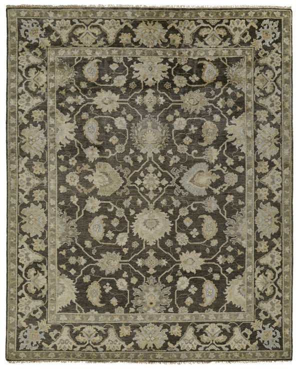 HomeRoots 8' X 10' Taupe Floral Hand-Knotted Wool Area Rug - Artisan Crafted Elegance for Timeless Interiors Gray 565544