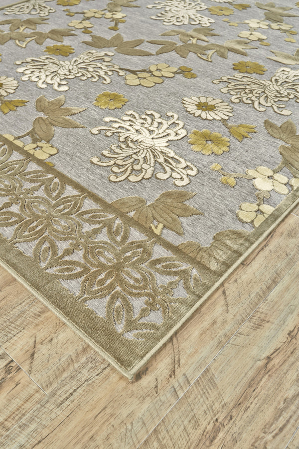 Homeroots 8' Ivory Brown And Gray Floral Power Loom Runner Rug Brown Viscose 565546