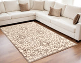 Homeroots 5' X 8' Taupe And Tan Floral Power Loom Area Rug Gray Viscose 565553