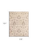 Homeroots 10' X 13' Taupe And Tan Floral Power Loom Area Rug Gray Viscose 565554