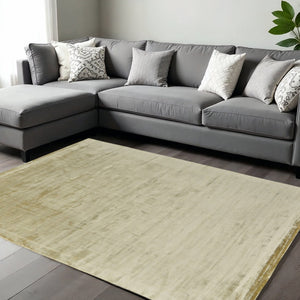 HomeRoots 4' Hand-Woven Tan Area Rug – Artisan Crafted, Durable Softness for Cozy Spaces and Stylish Decor 6' X 9' 565564