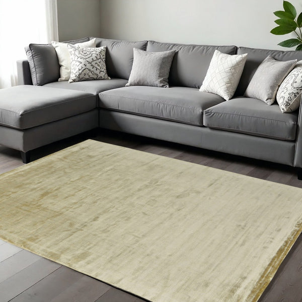 HomeRoots 4' Hand-Woven Tan Area Rug – Artisan Crafted, Durable Softness for Cozy Spaces and Stylish Decor 6' X 9' 565564