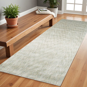 Homeroots 8' Ivory And Silver Chevron Hand Woven Runner Rug Ivory Viscose 565565