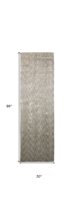 Homeroots 8' Taupe And Gray Chevron Hand Woven Runner Rug Gray Viscose 565566