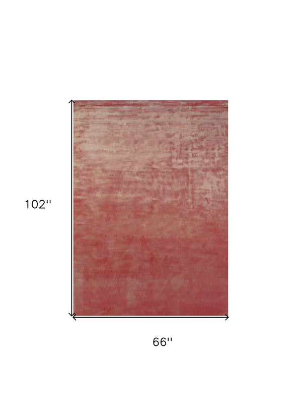 Homeroots 6' X 9' Red Chevron Hand Woven Area Rug Red Viscose 565567