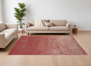 Homeroots 8' X 10' Red Chevron Hand Woven Area Rug Red Viscose 565568