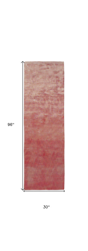 Homeroots 8' Red Chevron Hand Woven Runner Rug Red Viscose 565569