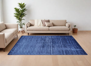 Homeroots 6' X 9' Blue Chevron Hand Woven Area Rug Blue Viscose 565570