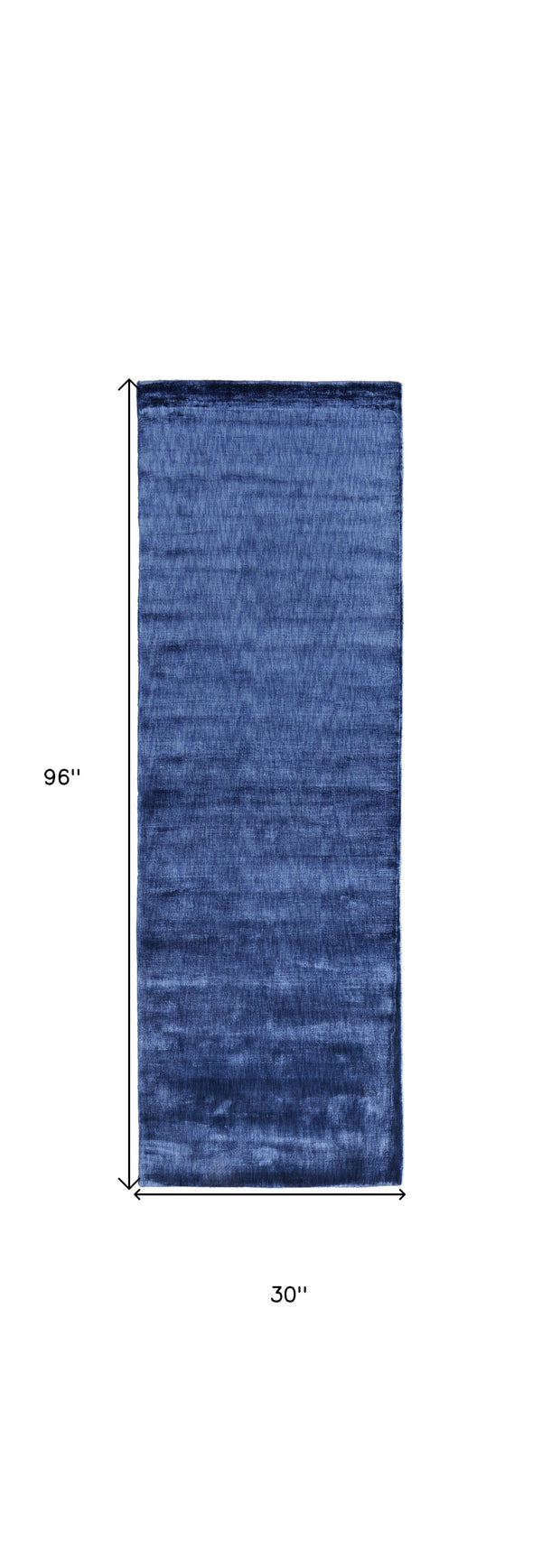 Homeroots 8' Blue Chevron Hand Woven Runner Rug Blue Viscose 565571