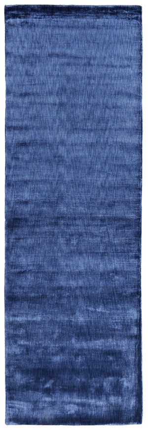 Homeroots 8' Blue Chevron Hand Woven Runner Rug Blue Viscose 565571