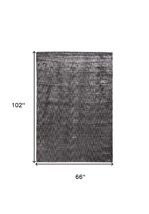 Homeroots 6' X 9' Gray Chevron Hand Woven Area Rug Gray Viscose 565572