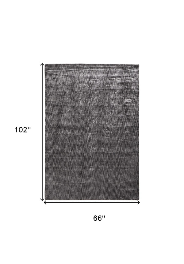 Homeroots 6' X 9' Gray Chevron Hand Woven Area Rug Gray Viscose 565572