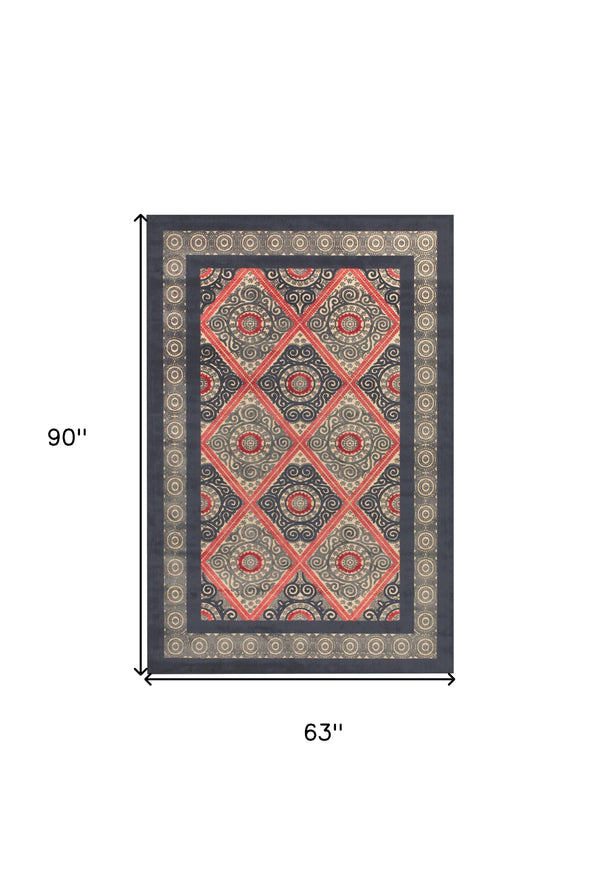 Homeroots 5' X 8' Gray Taupe And Red Paisley Power Loom Area Rug Gray Viscose 565573