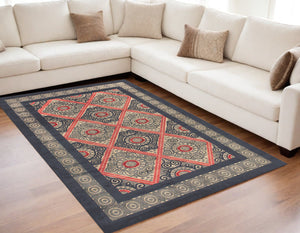 Homeroots 5' X 8' Gray Taupe And Red Paisley Power Loom Area Rug Gray Viscose 565573