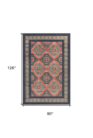 Homeroots 8' X 11' Gray Taupe And Red Paisley Power Loom Area Rug Gray Viscose 565574