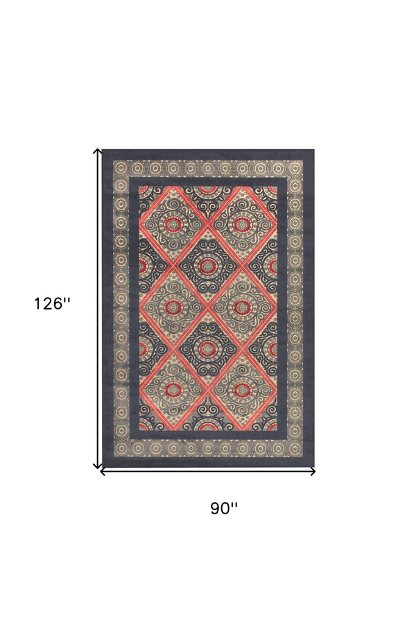 Homeroots 8' X 11' Gray Taupe And Red Paisley Power Loom Area Rug Gray Viscose 565574