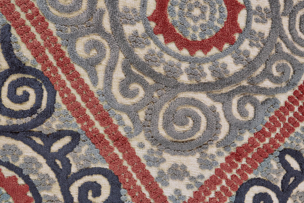 Homeroots 8' X 11' Gray Taupe And Red Paisley Power Loom Area Rug Gray Viscose 565574