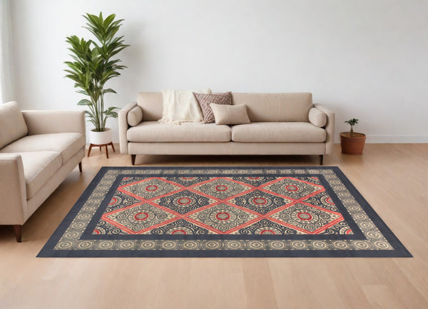 Homeroots 8' X 11' Gray Taupe And Red Paisley Power Loom Area Rug Gray Viscose 565574