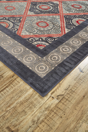 Homeroots 8' Gray Taupe And Red Paisley Power Loom Runner Rug Gray Viscose 565575