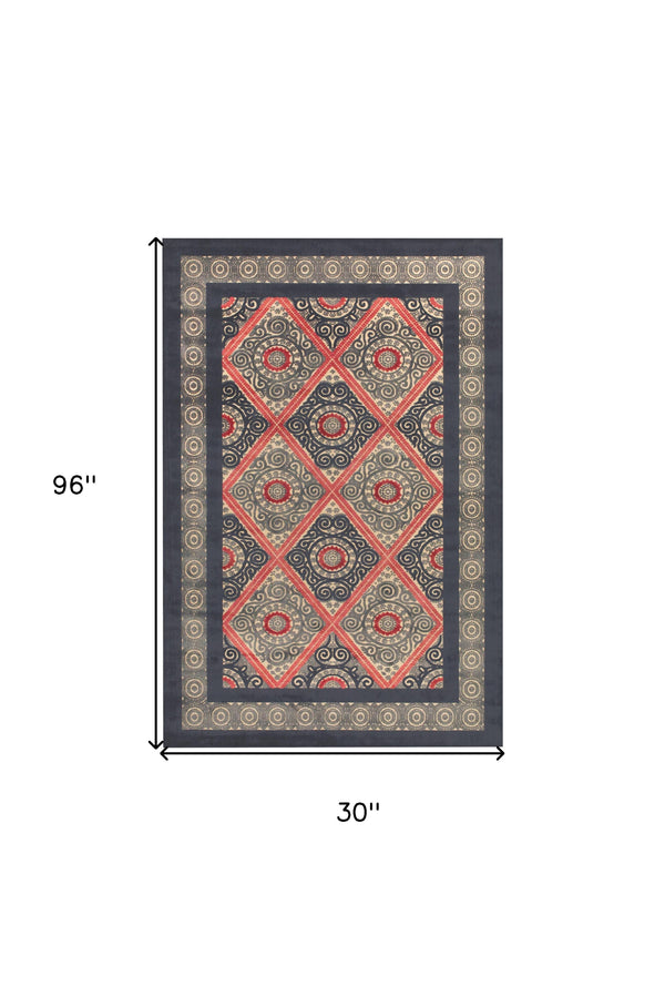 Homeroots 8' Gray Taupe And Red Paisley Power Loom Runner Rug Gray Viscose 565575