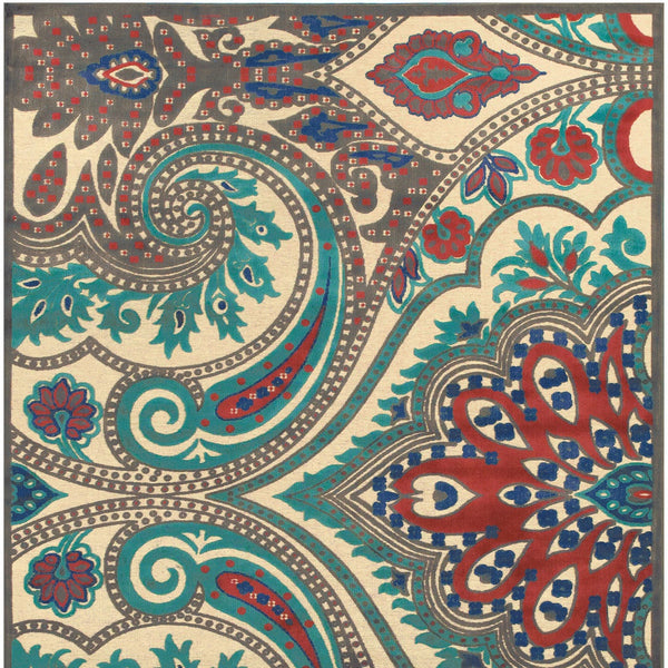Homeroots 8' X 11' Tan Blue And Taupe Paisley Power Loom Area Rug Gray Viscose 565577