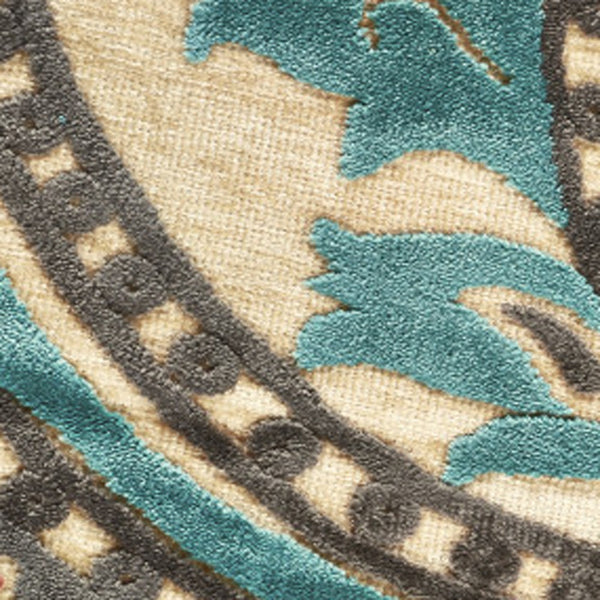 Homeroots 8' Tan Blue And Taupe Paisley Power Loom Runner Rug Gray Viscose 565578