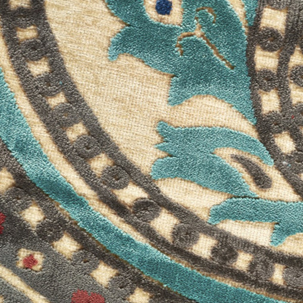 Homeroots 8' Tan Blue And Taupe Paisley Power Loom Runner Rug Gray Viscose 565578