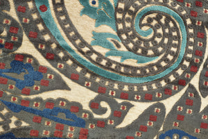 Homeroots 8' Tan Blue And Taupe Paisley Power Loom Runner Rug Gray Viscose 565578