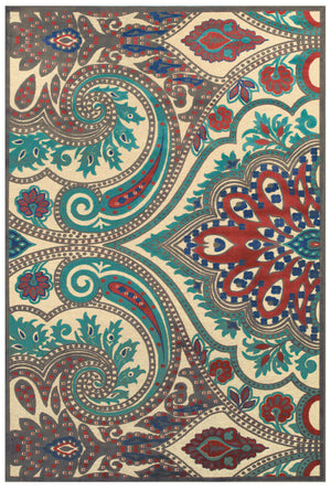 Homeroots 8' Tan Blue And Taupe Paisley Power Loom Runner Rug Gray Viscose 565578