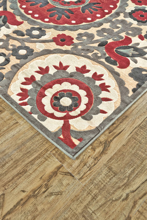 Homeroots 5' X 8' Tan Red And Taupe Paisley Power Loom Area Rug Red Viscose 565579
