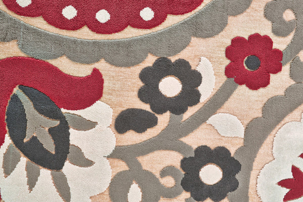 Homeroots 8' Tan Red And Taupe Paisley Power Loom Runner Rug Red Viscose 565581