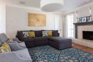 Homeroots 8' X 11' Tan Blue And Taupe Damask Power Loom Area Rug Gray Viscose 565587