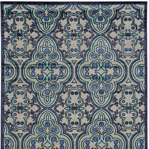 Homeroots 8' X 11' Tan Blue And Taupe Damask Power Loom Area Rug Gray Viscose 565587