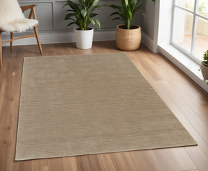 Homeroots 4' X 6' Tan Wool Hand Woven Area Rug Gray Wool 565588