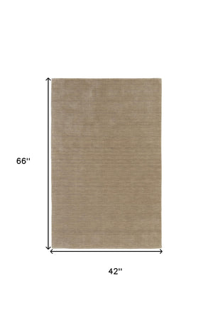 Homeroots 4' X 6' Tan Wool Hand Woven Area Rug Gray Wool 565588