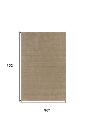 Homeroots 8' X 11' Tan Wool Hand Woven Area Rug Gray Wool 565590