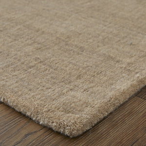 Homeroots 8' Tan Wool Hand Woven Runner Rug Gray Wool 565592