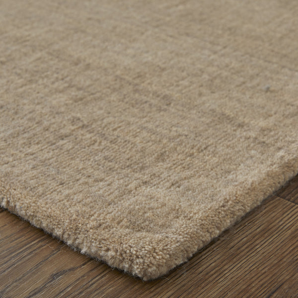 Homeroots 8' Tan Wool Hand Woven Runner Rug Gray Wool 565592