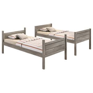 English Elm Clemens Farmhouse Twin Over Bunk Bed with Slatted Frames and Guard Rails B062S01659