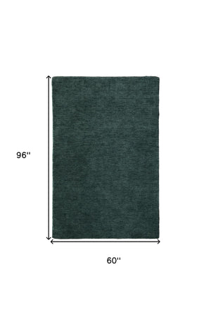 Homeroots 5' X 8' Green Wool Hand Woven Area Rug Green Wool 565600