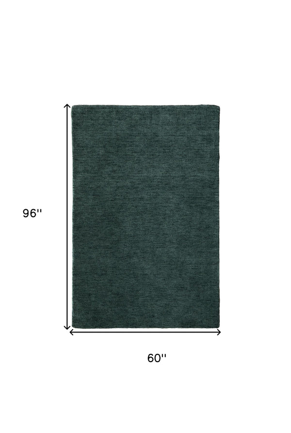 Homeroots 5' X 8' Green Wool Hand Woven Area Rug Green Wool 565600