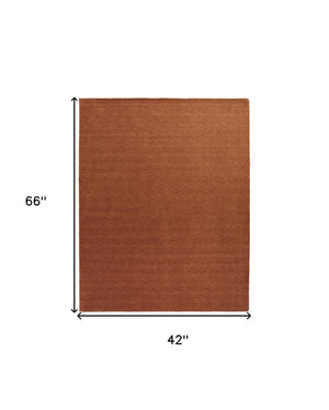 Homeroots 4' X 6' Orange Wool Hand Woven Area Rug Orange Wool 565601