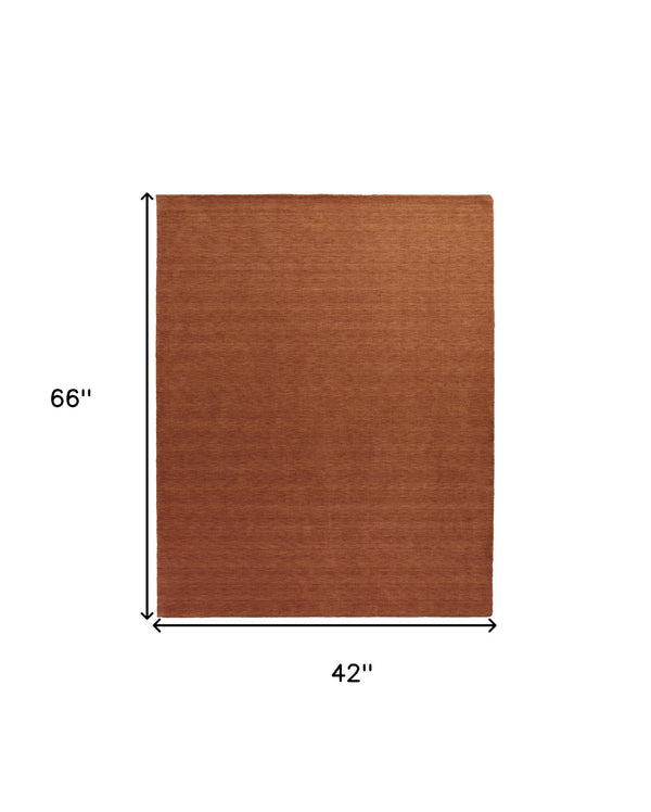 Homeroots 4' X 6' Orange Wool Hand Woven Area Rug Orange Wool 565601