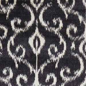 Homeroots 8' Black And Ivory Damask Power Loom Runner Rug Black Wool Blend 565616