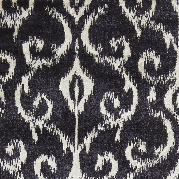 Homeroots 8' Black And Ivory Damask Power Loom Runner Rug Black Wool Blend 565616
